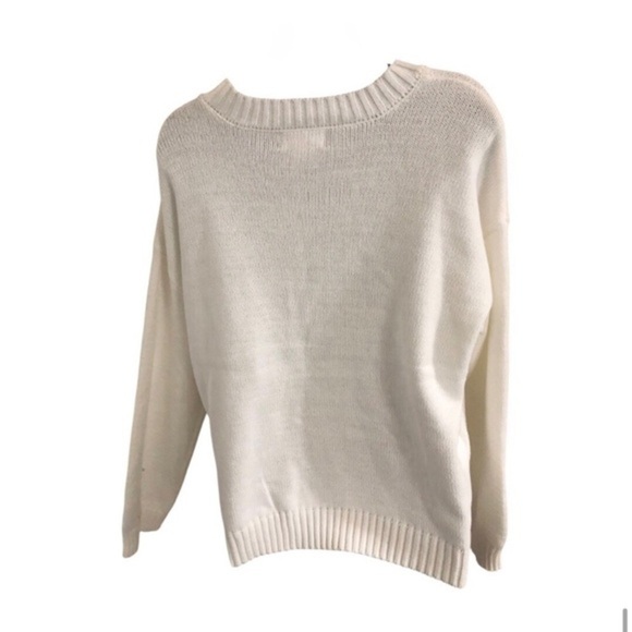 Jessica Simpson off white pink smiley face emoji‎ embroidered seeater size M - Picture 8 of 8